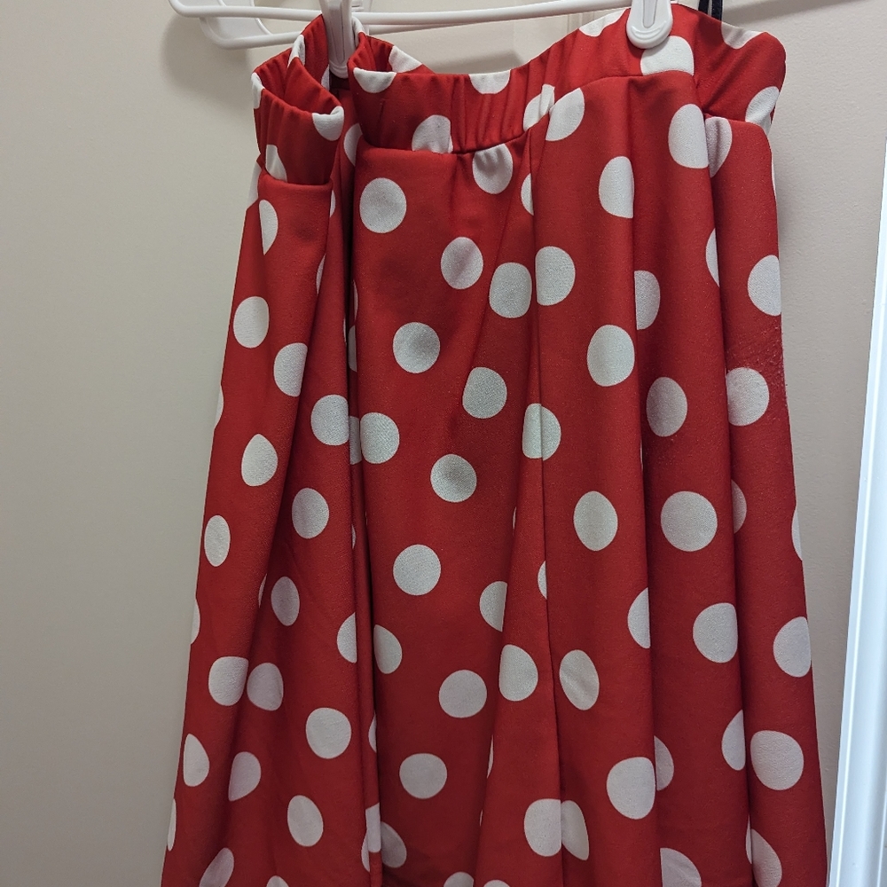 Red with white polka dots skater skirt